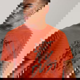 Vyriški marškinėliai su spauda oranžiniai