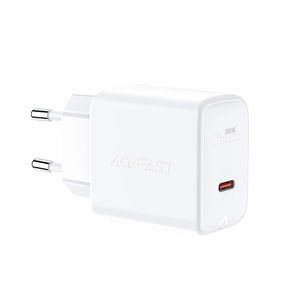 Acefast GaN USB C tipo tinklo įkroviklis 30 W, PD, QC 3.0, AFC, FCP, baltas (A21 baltas)
