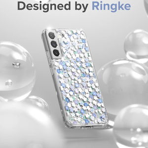 Ringke Fusion Design šarvuotas dėklas su geliniu rėmeliu Samsung Galaxy S22+ (S22 Plus), skaidrus (gėlėtas) (F593R31)