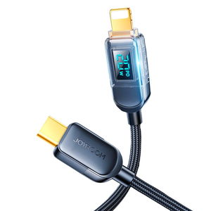 USB C - Lightning 20 W kabelis su įkrovimo galios ekranu 1,2 m juodas (S-CL020A4)