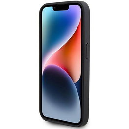 AMG Leather Debossed Lines dėklas iPhone 15 Pro - juodas