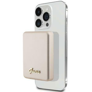 Guess MagSafe Metal Script Logo 15W 5000mAh indukcinis powerbankas - auksinis