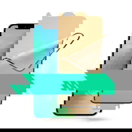 Bestsuit 6in1 rinkinys iPhone 13 mini dėklui / grūdintam stiklui flexi / galinio korpuso apsauginei plėvelei / kameros objektyvo grūdintam stiklui / šluostėms / aplikatoriui (D30 buferis)