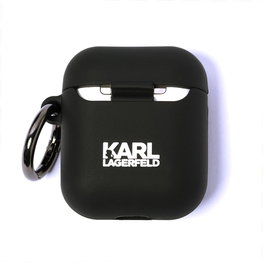 Ausinių dėklas AirPods 1/2 juodas silikoninis Karl Lagerfeld