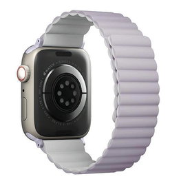Laikrodžio dirželis Apple Watch Series 4/5/6/7/8/SE/SE2/Ultra 42/44/45mm. Atvirkštinis magnetinis alyvinis baltas