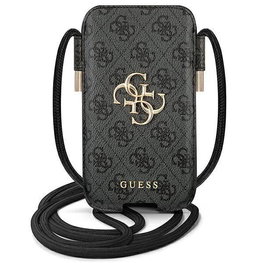 Guess rankinė GUPHL4GMGGR 6,7 pilkos/pilkos spalvos kietas dėklas 4G su dideliu metaliniu logotipu