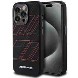 AMG silikoninis didelių rombų rašto MagSafe dėklas iPhone 15 Pro - juodas