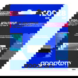 128 GB USB 3.2 Gen 1 USB / USB C OTG ODA3 Goodram atmintinė - sidabrinė