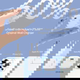 Choetech PD5007 USB-C PD 30W GaN sieninis įkroviklis - baltas