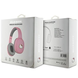 Bluetooth ausinės - rožinės spalvos Hello Kitty metalinis logotipas