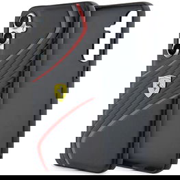 Ferrari Twist metalinis dėklas su logotipu, skirtas Samsung Galaxy S23 FE - juodas