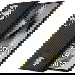 Ferrari Carbon dygsniuotas apatinis dėklas, skirtas Samsung Galaxy S24 Ultra - juodas