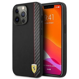 Ferrari iPhone 13 Pro Max“ 6,7 juodas / juodas kieto korpuso On Track Carbon Stripe“