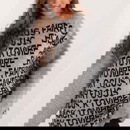 Ilgas megztinis su raštu