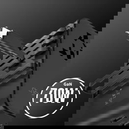 70 W universalus kelioninis adapteris su įmontuotu USB-C laidu – juodas