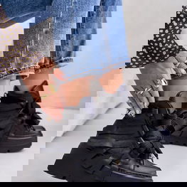 Odiniai moteriški sportbačiai ant masyvios platformos CheBello 4561 juodi