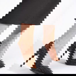 Juodos brokato špilkos moteriškos aukštakulnės