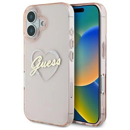 Guess IML Heart iPhone 16 dėklas – rausvos spalvos