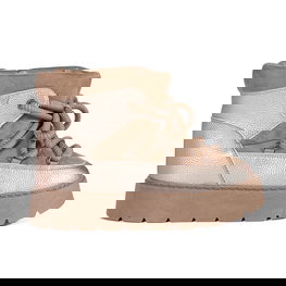 Smėlinės spalvos moteriški suvarstomi sniego batai storu padu