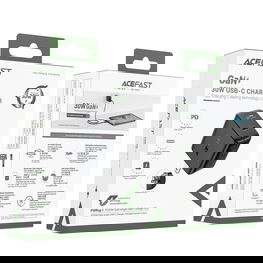 30W GaN USB-C US tinklo įkroviklis - juodos spalvos