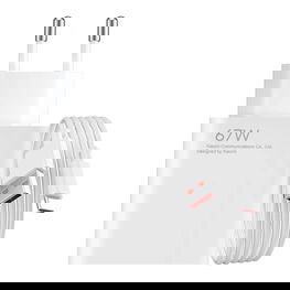 tinklo įkroviklis 67W 6,2A USB C laidu - balta