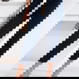 Punto kelnės su diržu tamsiai mėlynos