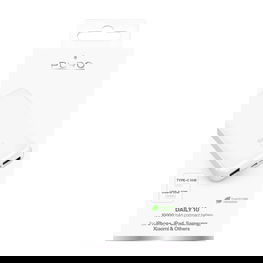 Išorinė baterija Puro 10000mAh, 12W, 2x USB-A, USB-C, balta