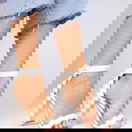 Balti aukštakulniai sandalai su dirželiu aplink čiurną Miledia