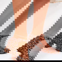 Rudos odinės aukštakulnės basutės su leopardiniu raštu