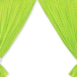 Užuolaidos kūdikio kambariui žalia su baltais taškeliais ir širdelėmis