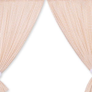 Užuolaidos kūdikio kambariui smėlio spalvos su baltais taškeliais ir širdelėmis