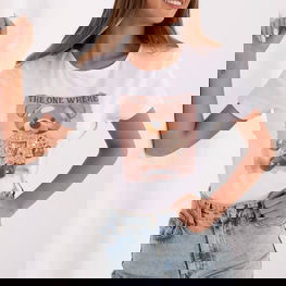 Marškinėliai moterims, balti, trumpomis rankovėmis