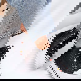 Sportbačiai moterims juodi aukšti odiniai