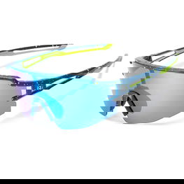 Dviračių akiniai su mėlynais poliarizuotais lęšiais ir UV apsauga