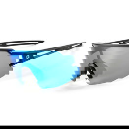 Dviračių akiniai su poliarizuotais mėlynais stiklais ir UV apsauga