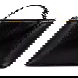 Elegantiškas natūralios odos moteriškas kosmetinis krepšys FK01 Solier juodas