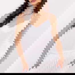 Balta moteriška palaidinė su petnešėlėmis ir nėriniais Fresh Made