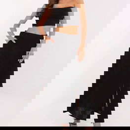 Ilga juoda sijonas su skeltuku vasarai Fresh Made