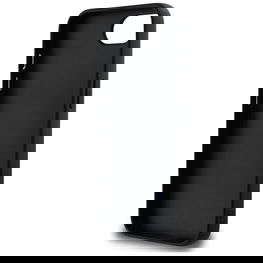 Juodas telefono dėklas iPhone 16e su tekstūra DKNY