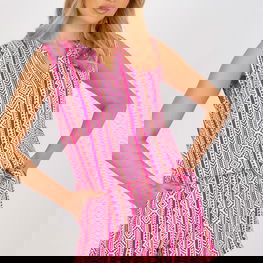 Moteriška rožinė raštuota rankovių palaidinė vasarai Fresh Made