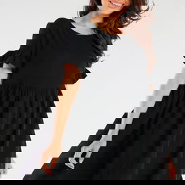 Suknelė juoda vasarinė su raukinukais laisvo kirpimo Infinite You