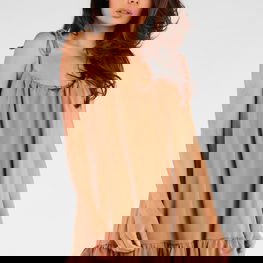 Suknelė ruda vasarinė su petnešėlėmis ir raukiniais Infinite You