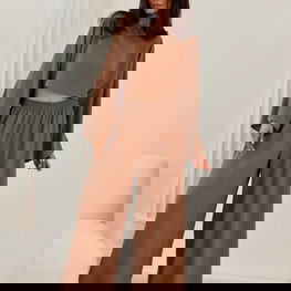 Palaidinė ruda trumpinta su platėjančiomis rankovėmis Roco Fashion