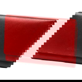 Odinė raudona moteriška piniginė su skyreliais Albatross