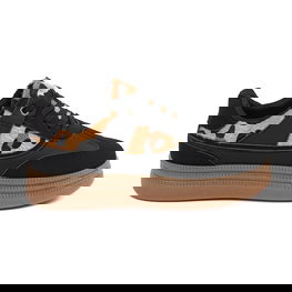 Laisvalaikio batai juodi su leopardo rašto detalėmis moterims