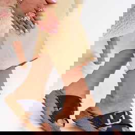 Odinės tamsiai mėlynos šlepetės su sagtimi kasdienai Inblu