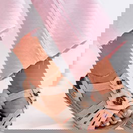 Basutės su platforma smėlio spalvos su dekoru kasdienai Inblu