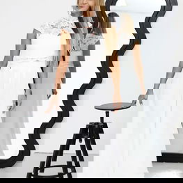 Platus baltas moteriškas kelnes su aukštu juosmeniu Jersa