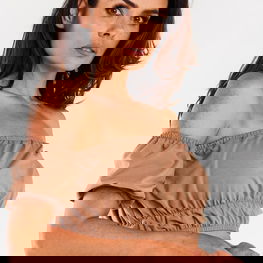 Palaidinė be petnešėlių ruda su raukiniais kasdienai Infinite You