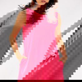 Suknelė be rankovių rožinė medvilninė kasdienai su kišenėmis Infinite You